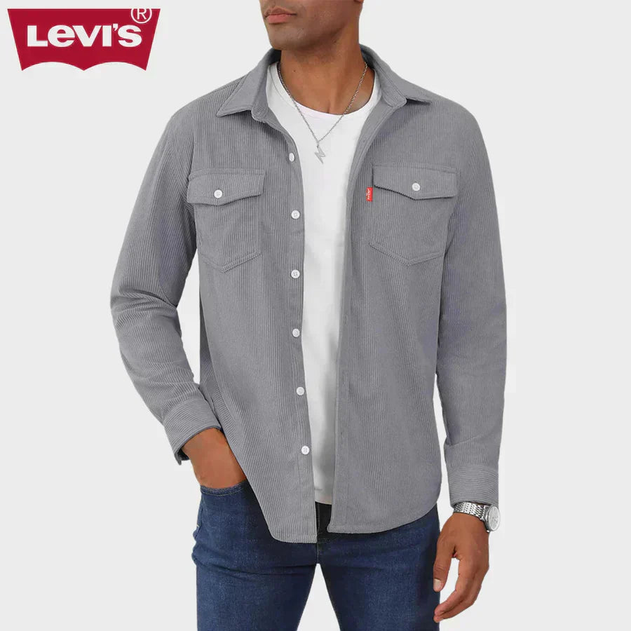 Camicia casual da uomo in velluto a coste