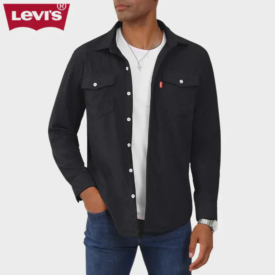 Camicia casual da uomo in velluto a coste