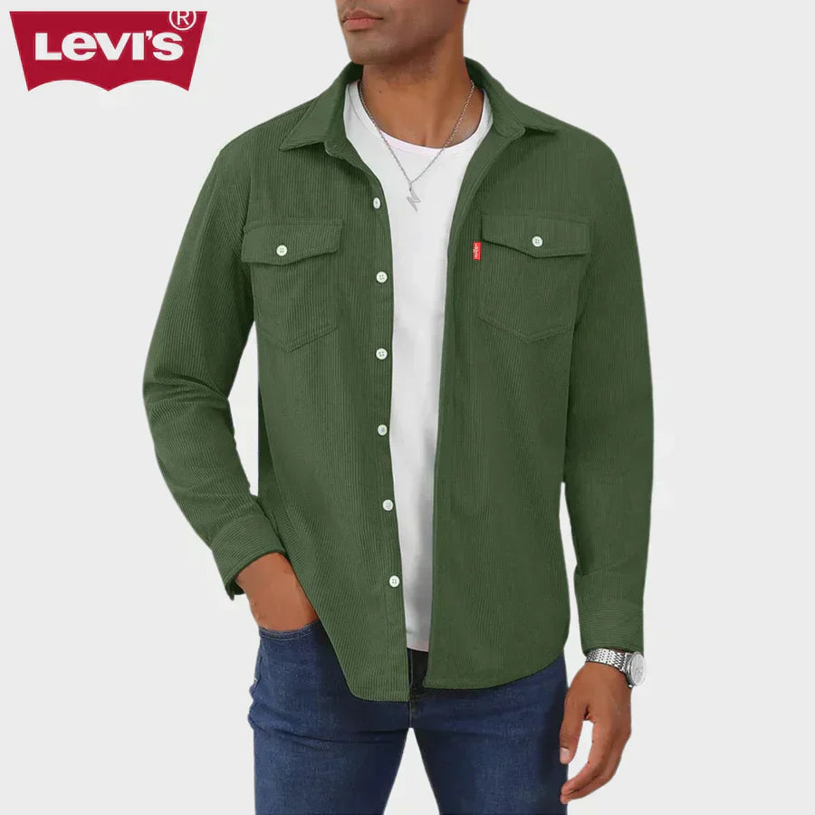Camicia casual da uomo in velluto a coste