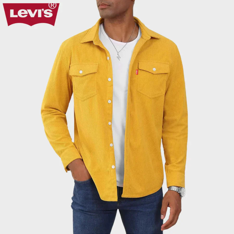 Camicia casual da uomo in velluto a coste